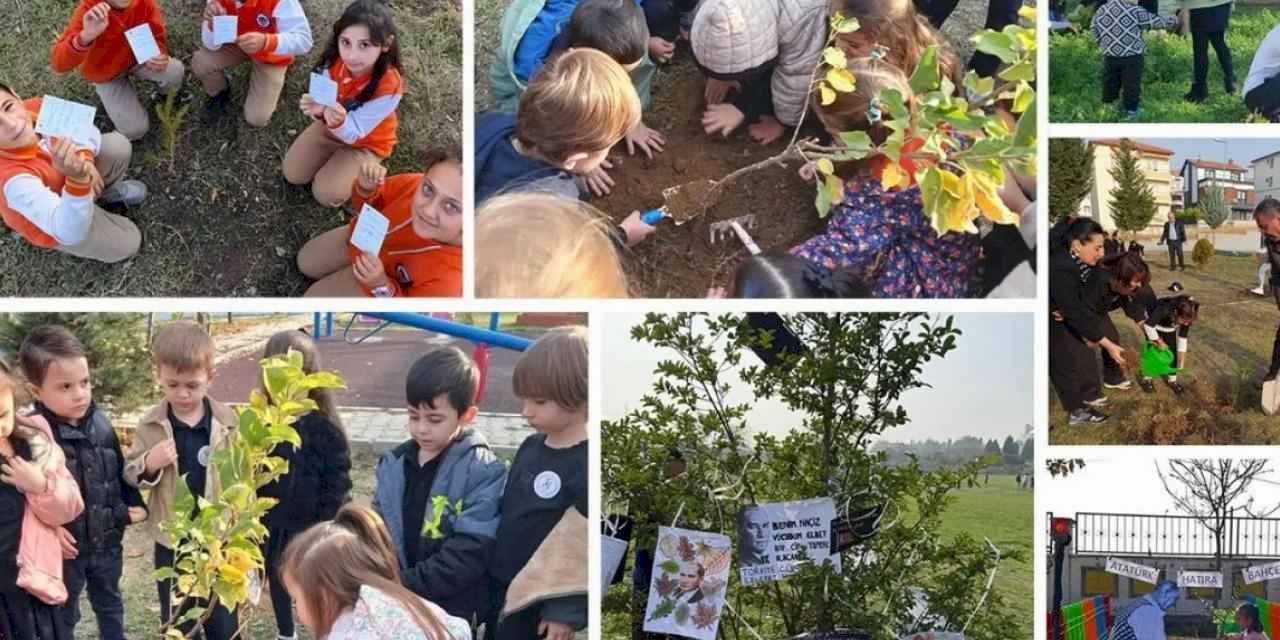 Atatürk'ten ilhamla yeşil vatan... Okullarda fidanlar Atatürk ve vatan sevgisi mesajlarıyla toprakla buluştu