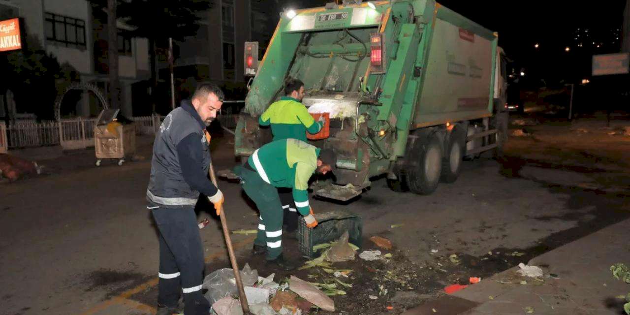 Keçiören'de pazar sonrası hijyen seferberliği