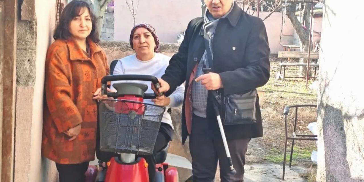 Şiddet mağduru kadına akülü araç