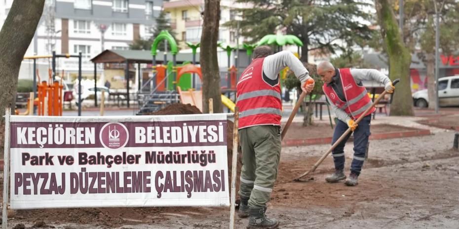 Ankara Keçiören'in park ve bahçeleri yenileniyor