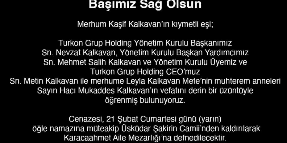 Turkon Holding'in Acı Günü