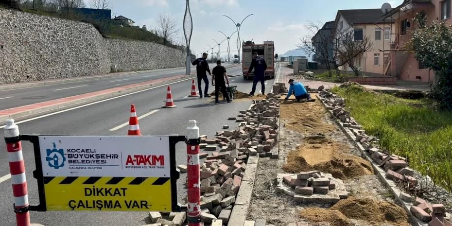 Başiskele’de tretuvar yenileme çalışmaları tamamlandı