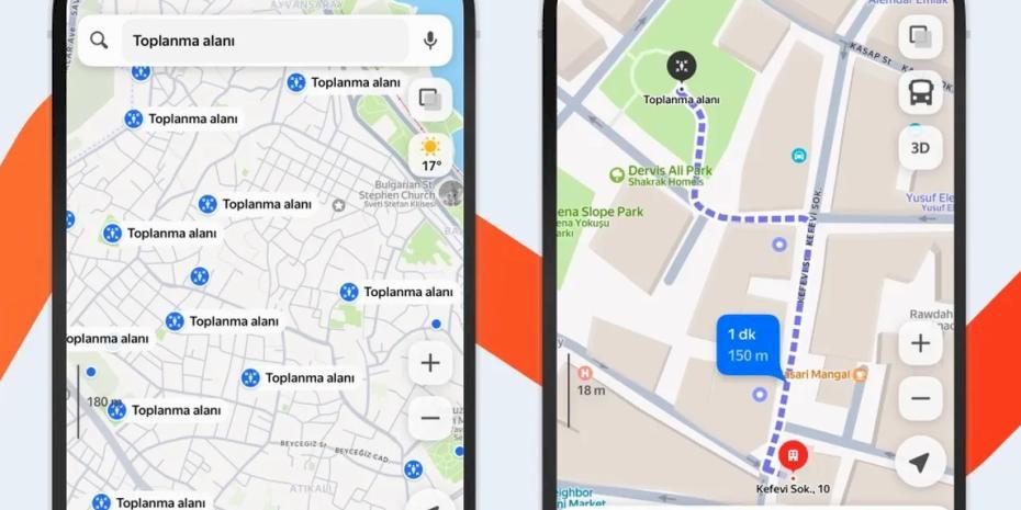 Deprem toplanma alanları Yandex'e eklendi