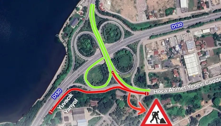 Kocaeli'de Başiskele istikametinde yol çalışması