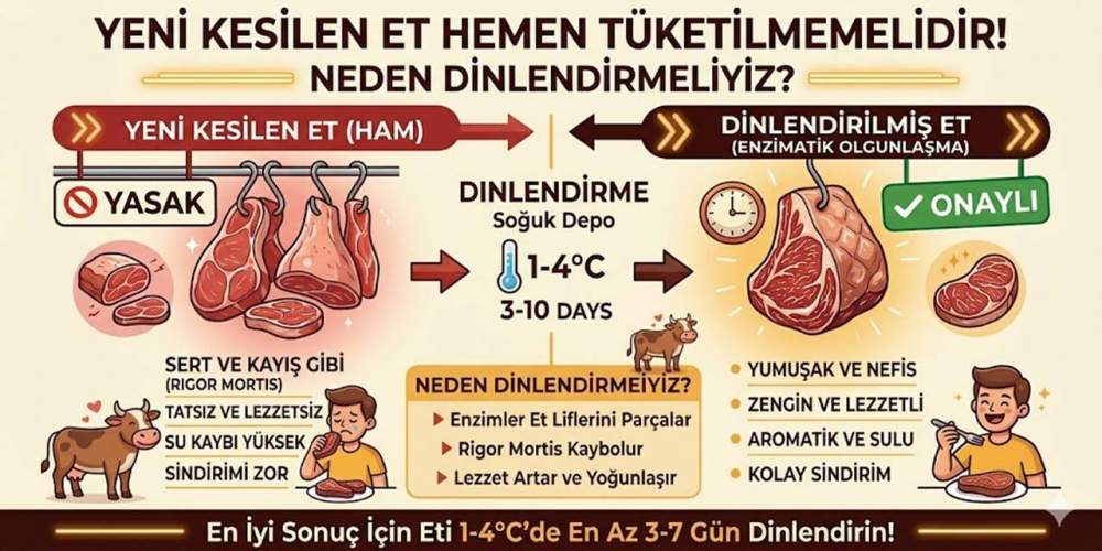 Yeni kesilen et hemen tüketilmemeli!