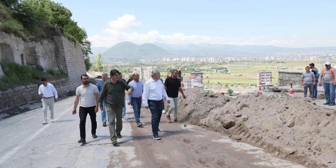 Kayseri Melikgazi'den çöken istinat duvarına acil müdahale
