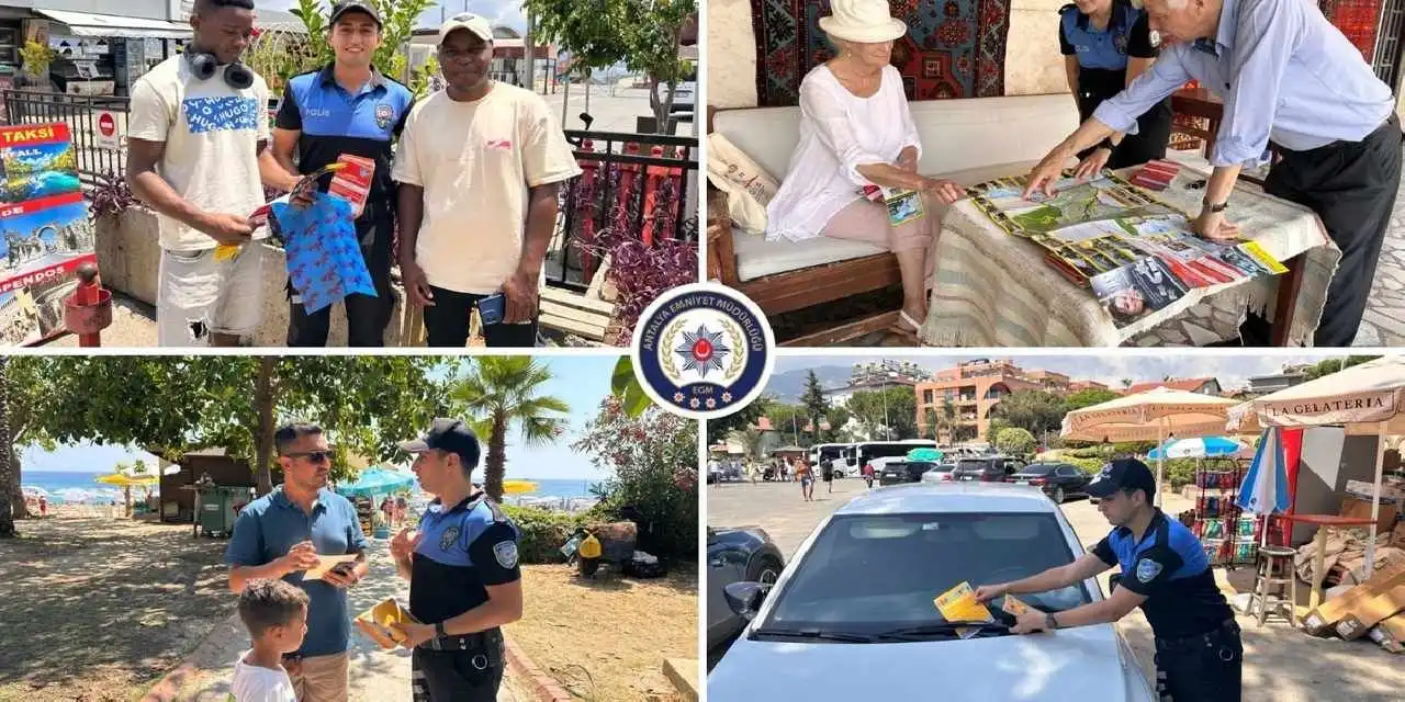 Alanya'da turistlere 4 dilde güvenlik rehberi... Polislerden kent haritası dağıtımı