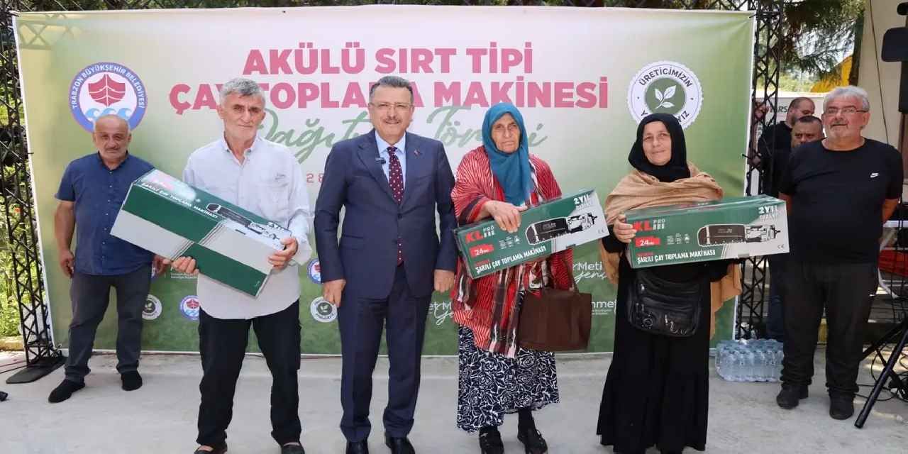 Trabzon'da çay üreticisine şarjlı makine desteği