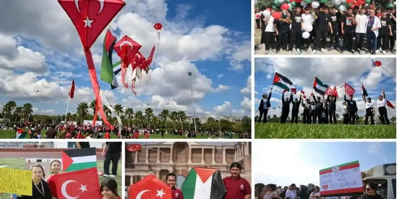Uçurtmalar Gazzeli çocuklar için semalarda