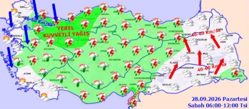 Türkiye genelinde hava sıcaklıkları düşüyor ve kuvvetli yağış geliyor