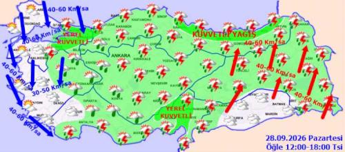 Türkiye genelinde hava sıcaklıkları düşüyor ve kuvvetli yağış geliyor