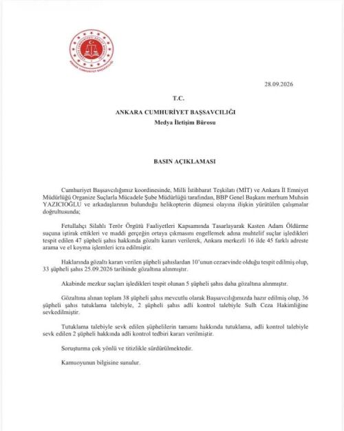 Yazıcıoğlu soruşturmasında 38 şüpheli tutuklandı