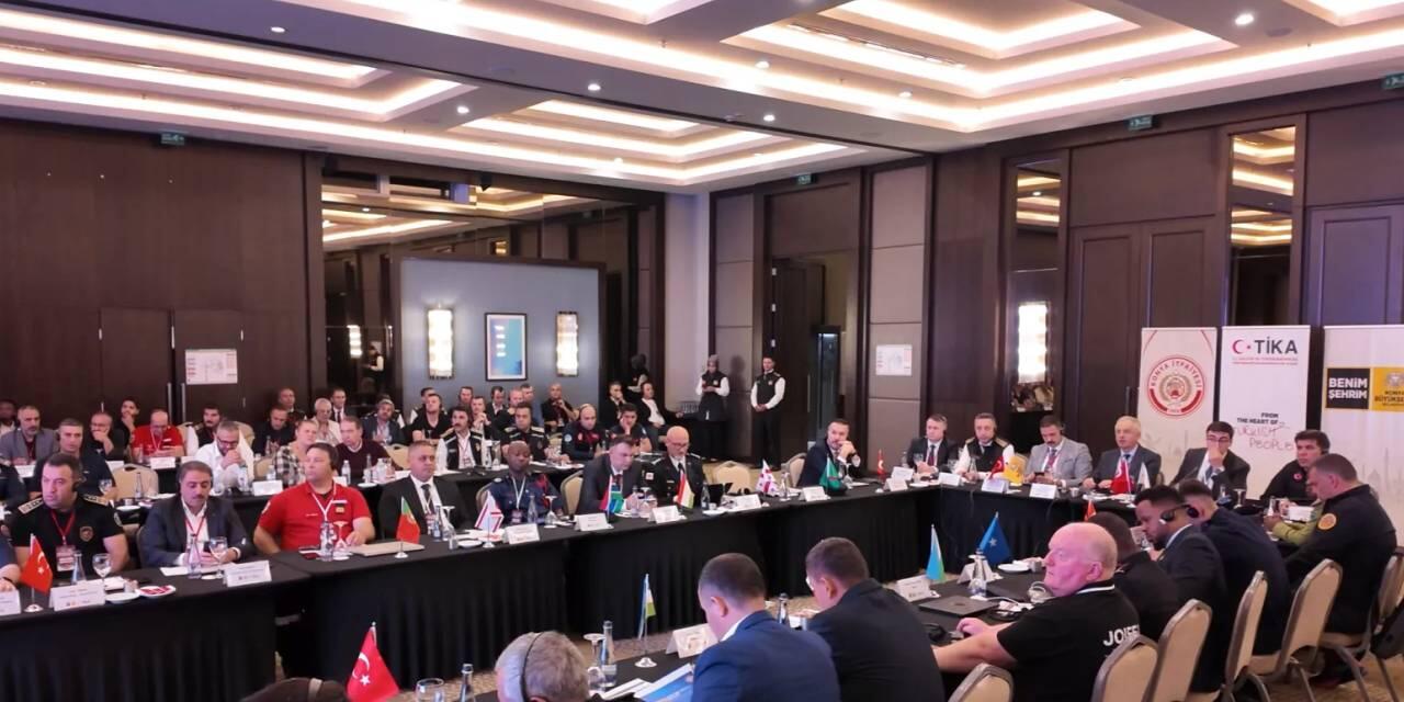 Konya'da uluslararası itfaiye çalıştayı ve tatbikat başladı