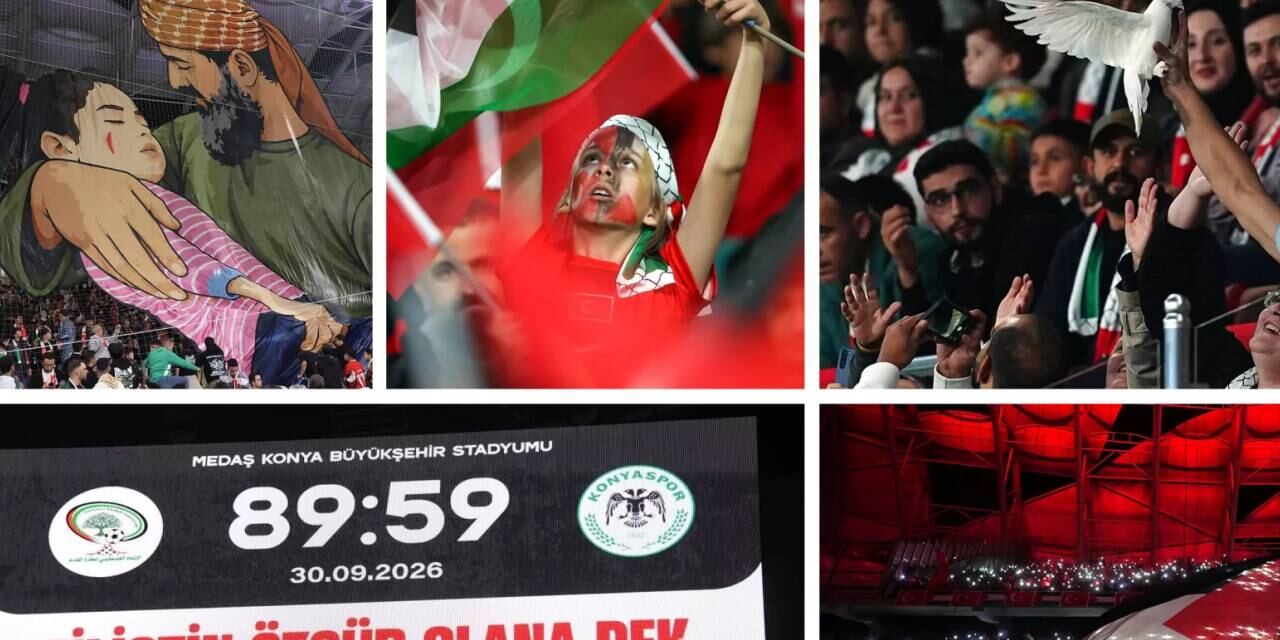 Konya'daki tarihi dostluk maçı Filistin dayanışmasını simgeledi