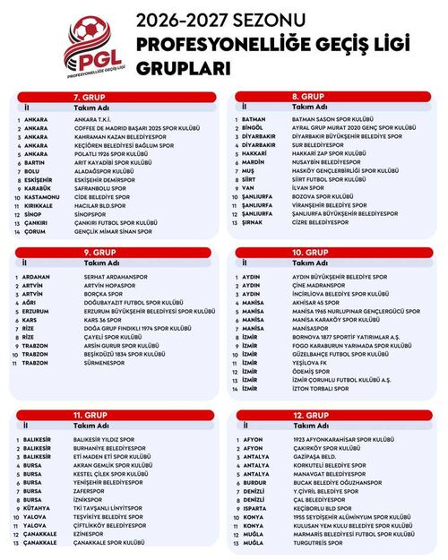 Profesyonelliğe Geçiş Ligi takvimi ve grupları netleşti