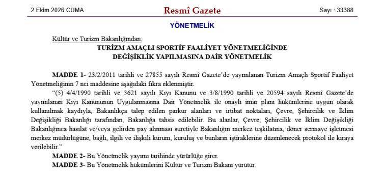 Turizm parkurlarında yeni düzenleme